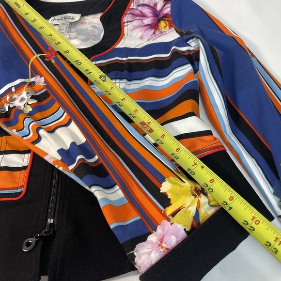 Joseph Ribkoff Floral & Stripe Zip Jacket – Size 10 (CAN/USA) - Picture 14 of 15